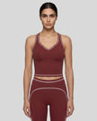 Model wearing the TrackLine Outline Tank Top in Red viewed from the front