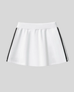 Athlesi TrackLine Performance Skort in white with contrast stripe detailing shown in flatlay front view