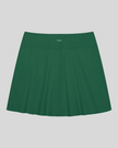 TrackLine Rally A-Line Slit Skirt in blackish green back view with clean A-line silhouette