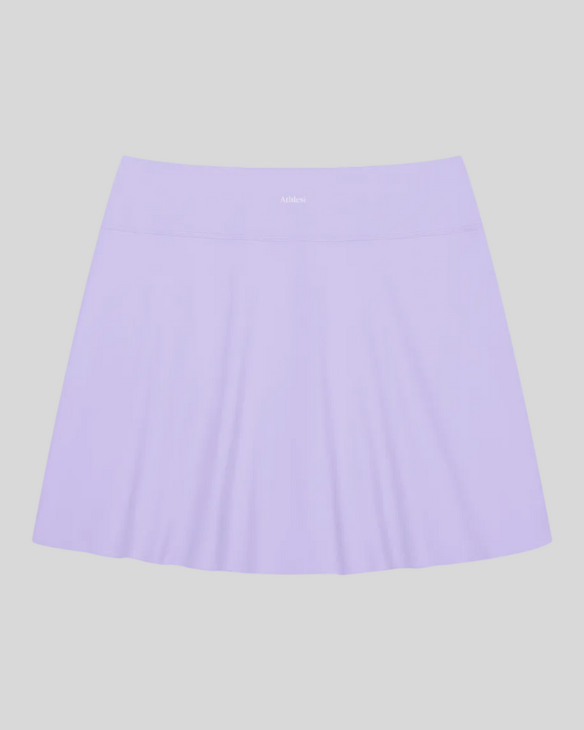 TrackLine Rally A-Line Slit Skirt in lavender back view with clean A-line silhouette