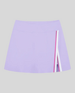 TrackLine Rally A-Line Slit Skirt in lavender featuring contrast side panels and athletic slit detail front view
