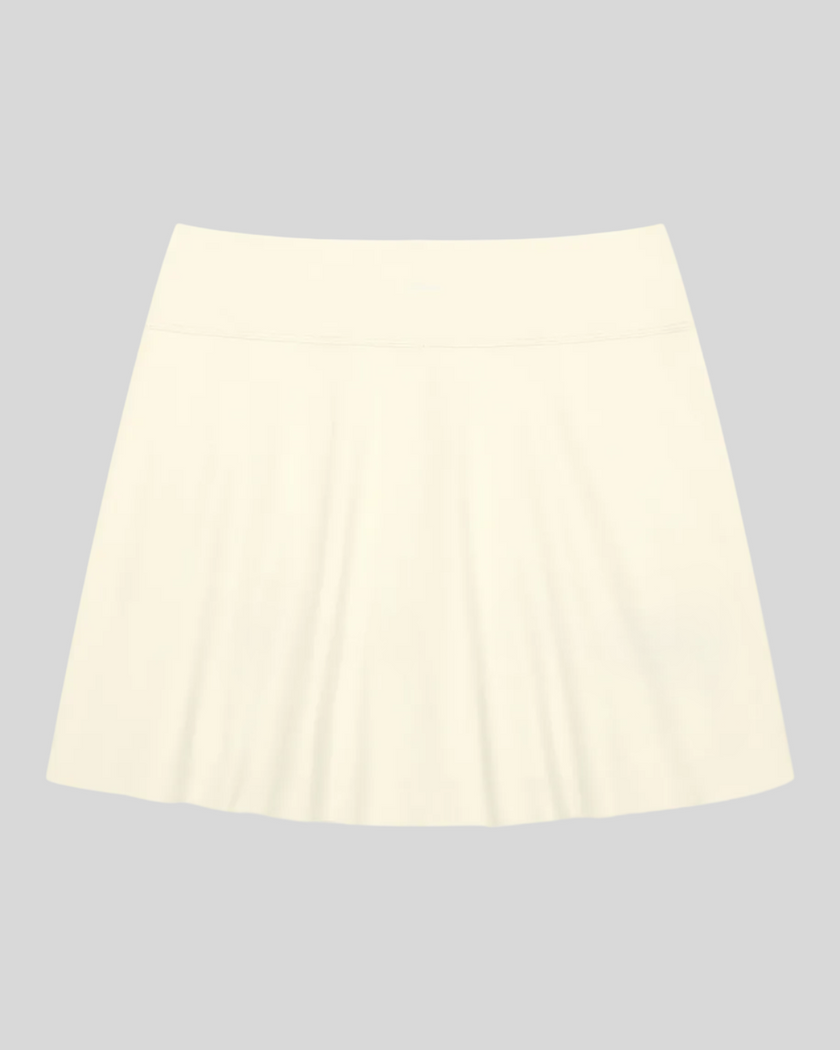 TrackLine Rally A-Line Slit Skirt in light apricot back view with clean A-line silhouette