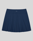 TrackLine Rally A-Line Slit Skirt in navy blue back view with clean A-line silhouette
