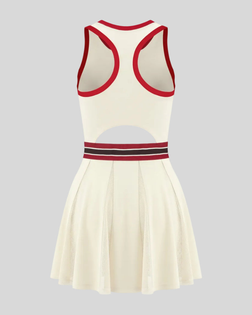 TrackLine Rally Dress in Beige 3D back view