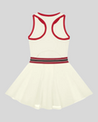 TrackLine Rally Dress in Beige back view