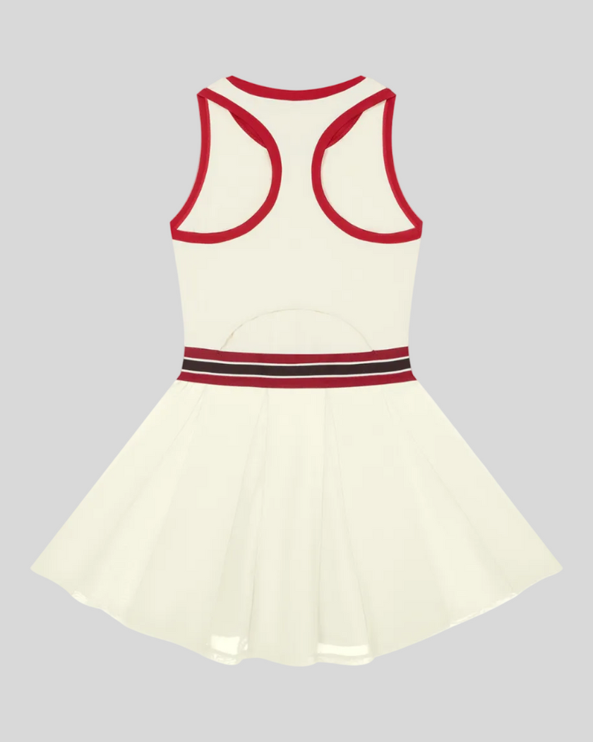 TrackLine Rally Dress in Beige back view