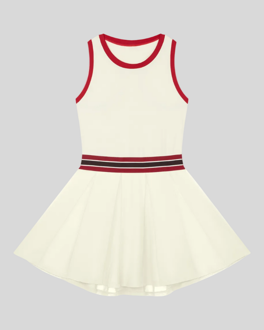 TrackLine Rally Dress in Beige front view
