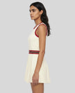 Side view of the TrackLine Rally Dress in Beige