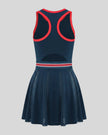 TrackLine Rally Dress in Navy Blue 3D back view