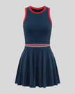 TrackLine Rally Dress in Navy Blue 3D front view