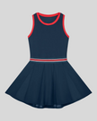 TrackLine Rally Dress in Navy Blue front view