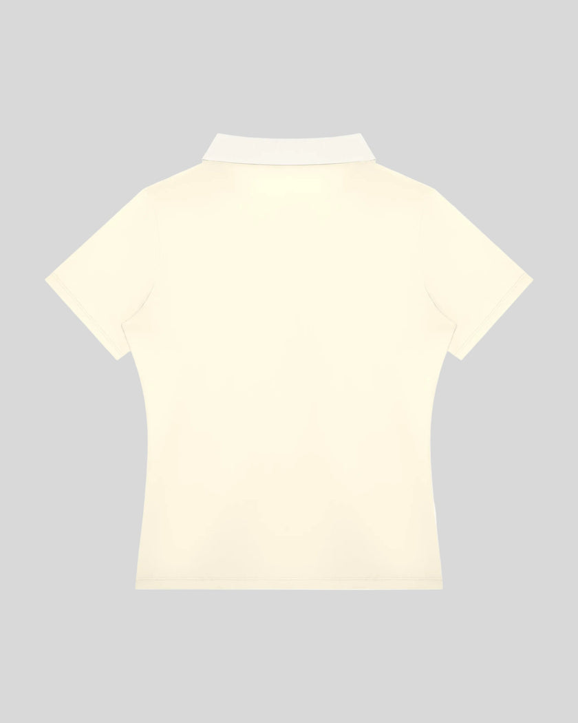 Athlesi TrackLine Rally Polo Shirt in beige, back view