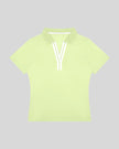 Athlesi TrackLine Rally Polo Shirt in light green with white contrast neckline, front view