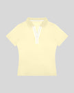Athlesi TrackLine Rally Polo Shirt in light yellow with white contrast neckline, front view