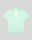 Athlesi TrackLine Rally Polo Shirt in mint green with white contrast neckline, front view