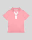 Athlesi TrackLine Rally Polo Shirt in pink with white contrast neckline, front view