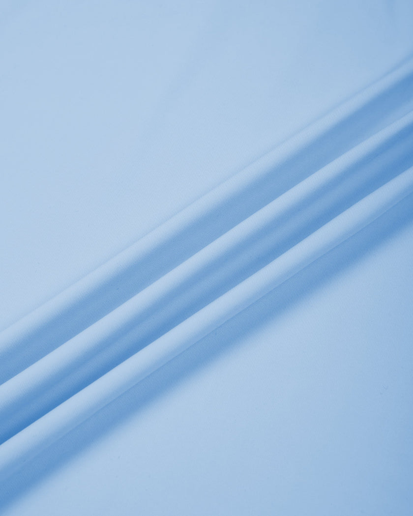 Close-up of the smooth stretch fabric on the sky blue Athlesi TrackLine Rally Polo Shirt