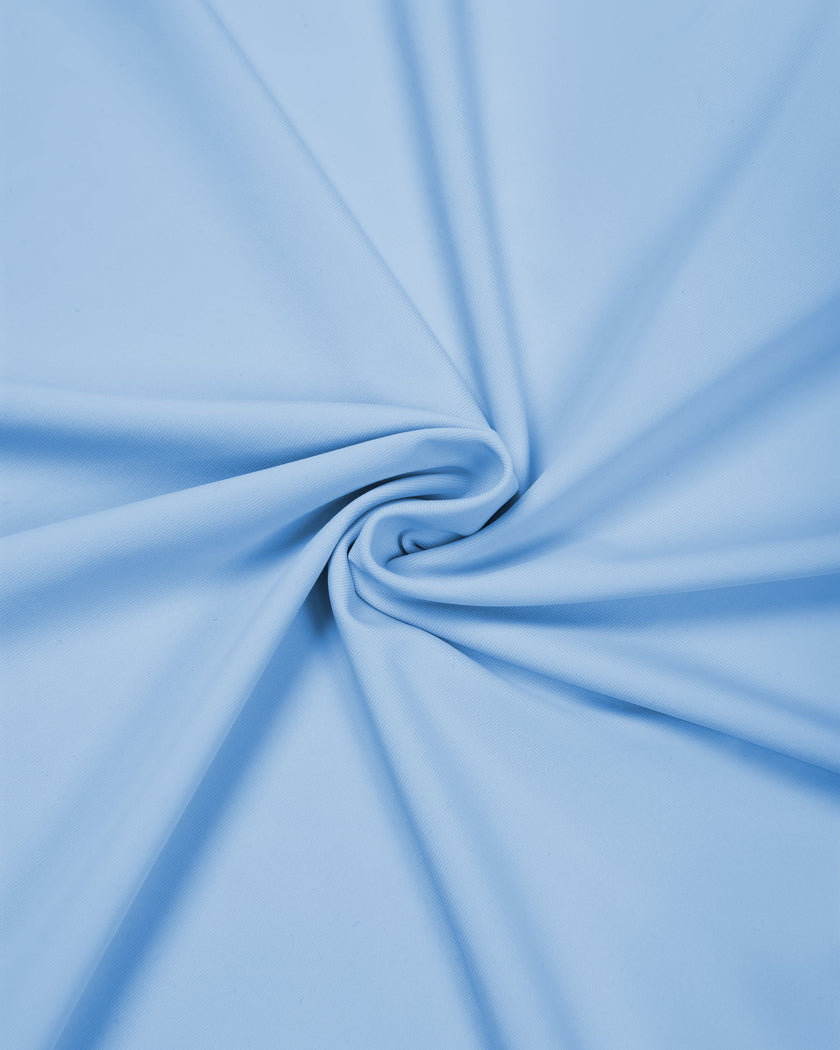 Detailed view of the flexible polyamide blend fabric on the sky blue Athlesi TrackLine Rally Polo Shirt