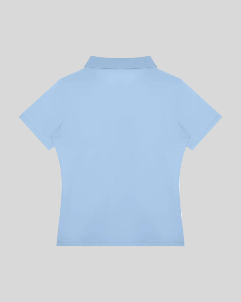 Athlesi TrackLine Rally Polo Shirt in sky blue, back view