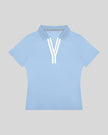 Athlesi TrackLine Rally Polo Shirt in sky blue with white contrast neckline, front view