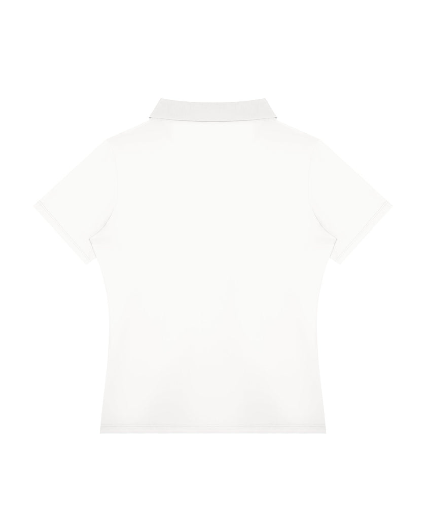 Athlesi TrackLine Rally Polo Shirt in white, back view