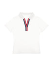 Athlesi TrackLine Rally Polo Shirt in white with red and navy-blue contrast neckline, front view