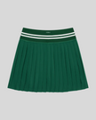 Back view of TrackLine Rally Skirt in blackish green with classic pleated silhouette