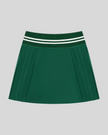 Front view of TrackLine Rally Skirt in blackish green featuring pleated athletic styling