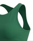 Side panel closeup of TrackLine Rally Sports Bra in blackish green