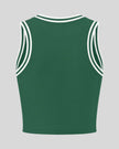 Back view of the TrackLine Rally Tank in Blackish Green with White featuring perforated panel detailing
