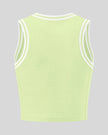 Back view of the TrackLine Rally Tank in Light Green with White featuring perforated panel detailing
