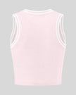 Back view of the TrackLine Rally Tank in Light Pink with White featuring perforated panel detailing