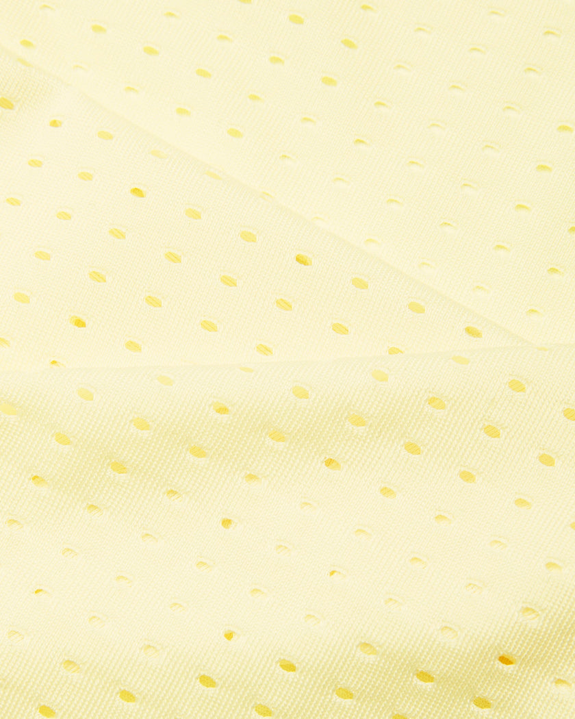Performance fabric texture detail of the TrackLine Rally Tank in Light Yellow with White