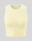 Front view of the TrackLine Rally Tank Top in Light Yellow with White