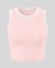 Front view of the TrackLine Rally Tank Top in Pink with White