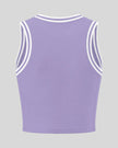 Back view of the TrackLine Rally Tank in Purple with White featuring perforated panel detailing