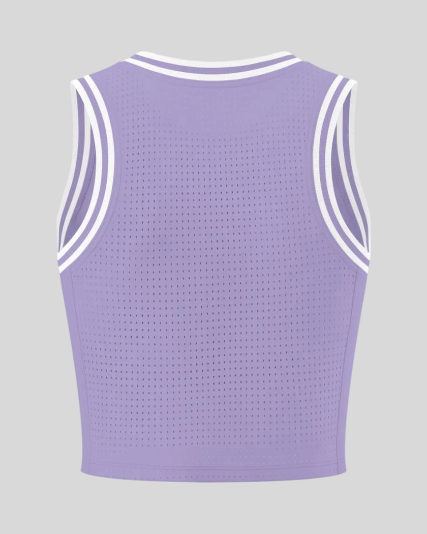 Back view of the TrackLine Rally Tank in Purple with White featuring perforated panel detailing