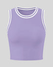 Front view of the TrackLine Rally Tank Top in Purple with White