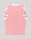 Back view of the TrackLine Rally Tank in Rose Pink with White featuring perforated panel detailing