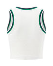 Back view of the TrackLine Rally Tank in White with Green featuring perforated panel detailing