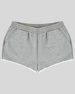 TrackLine Retro Shorts in Flower Gray with White contrast binding front view