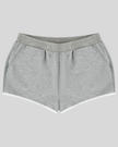 Athlesi TrackLine Retro Shorts in flower gray and white front view with retro athletic trim