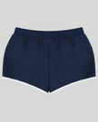 TrackLine Retro Shorts in Navy Blue with White contrast binding back view