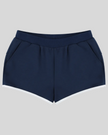 TrackLine Retro Shorts in Navy Blue with White contrast binding front view