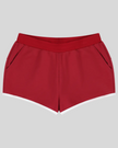 TrackLine Retro Shorts in Red with White contrast binding front view