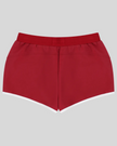 Athlesi TrackLine Retro Shorts in red and white back view with sporty retro silhouette