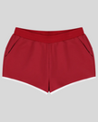 Athlesi TrackLine Retro Shorts in red and white front view with retro athletic trim