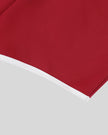 Contrast trim hem detail of the Athlesi TrackLine Retro Shorts in red and white