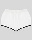 TrackLine Retro Shorts in White with Black contrast binding back view