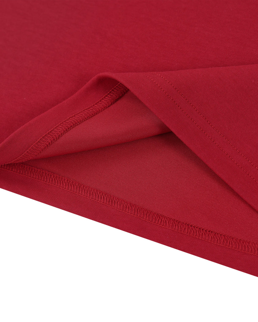 Straight hem detail of the Athlesi TrackLine Retro Tank in red and white